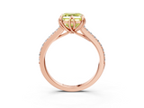 Rose gold Fancy Yellow Asscher  Solitaire Diamond Engagement Ring with Pave Band and Six-Prong Setting_3