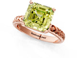 Rose gold Fancy Yellow Asscher  Solitaire Diamond Engagement Ring with XO Engraved Band and Four-Prong Setting 1