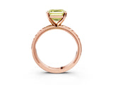 Rose gold Fancy Yellow Asscher  Solitaire Diamond Engagement Ring with XO Engraved Band and Four-Prong Setting 3