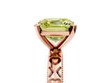 Rose gold Fancy Yellow Asscher  Solitaire Diamond Engagement Ring with XO Engraved Band and Four-Prong Setting 5