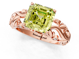 Rose gold Fancy Yellow Asscher  Solitaire Diamond Leaf Vine Band with Prong Setting_19