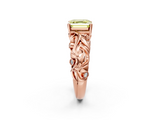 Rose gold Fancy Yellow Asscher  Solitaire Diamond Leaf Vine Band with Prong Setting_20
