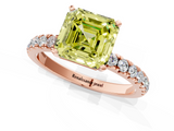 Rose gold Fancy Yellow Asscher  Solitaire Diamond Pavé Band with Four-Prong Setting_1