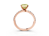 Rose gold Fancy Yellow Asscher  Solitaire Diamond Pavé Band with Four-Prong Setting_3