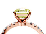 Rose gold Fancy Yellow Asscher  Solitaire Diamond Pavé Band with Four-Prong Setting_4