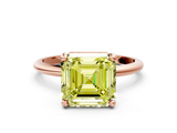 Rose gold Fancy Yellow Asscher  Solitaire Diamond Ring with 4-Prong Setting on a Classic Band_3