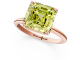 Rose gold Fancy Yellow Asscher  Solitaire Diamond Ring with 4-Prong Setting on a Classic Band_4
