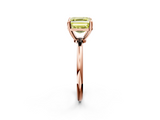 Rose gold Fancy Yellow Asscher  Solitaire Diamond Ring with 4-Prong Setting on a Classic Band_5