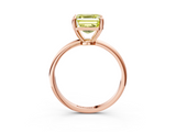 Rose gold Fancy Yellow Asscher  Solitaire Diamond Ring with 4-Prong Setting on a Classic Band_6