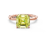 Rose gold Fancy Yellow Asscher  Solitaire Diamond Ring with Bamboo Band and Four-Prong Setting_22