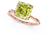 Rose gold Fancy Yellow Asscher  Solitaire Diamond Ring with Bamboo Band and Four-Prong Setting_23