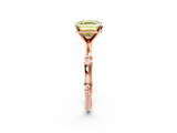 Rose gold Fancy Yellow Asscher  Solitaire Diamond Ring with Bamboo Band and Four-Prong Setting_24