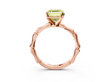 Rose gold Fancy Yellow Asscher  Solitaire Diamond Ring with Bamboo Band and Four-Prong Setting_25