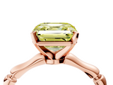 Rose gold Fancy Yellow Asscher  Solitaire Diamond Ring with Bamboo Band and Four-Prong Setting_26