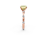Rose gold Fancy Yellow Asscher  Solitaire Diamond Ring with Bezel Set Side Stones and Prong Setting_2