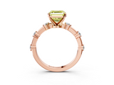 Rose gold Fancy Yellow Asscher  Solitaire Diamond Ring with Bezel Set Side Stones and Prong Setting_3