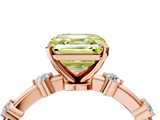 Rose gold Fancy Yellow Asscher  Solitaire Diamond Ring with Bezel Set Side Stones and Prong Setting_4