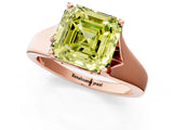 Rose gold Fancy Yellow Asscher  Solitaire Diamond Ring with Cathedral Band and Four-Prong Setting_84