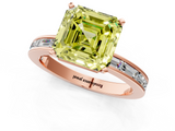 Rose gold Fancy Yellow Asscher  Solitaire Diamond Ring with Channel-Set Baguette Band and Four-Prong Setting_23