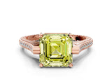 Rose gold Fancy Yellow Asscher  Solitaire Diamond Ring with Channel Set Band and Bezel Prong Setting_61