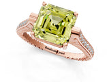 Rose gold Fancy Yellow Asscher  Solitaire Diamond Ring with Channel Set Band and Bezel Prong Setting_62