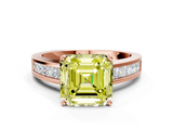 Rose gold Fancy Yellow Asscher  Solitaire Diamond Ring with Channel-Set Band and Four-Prong Setting_25