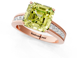 Rose gold Fancy Yellow Asscher  Solitaire Diamond Ring with Channel-Set Band and Four-Prong Setting_26