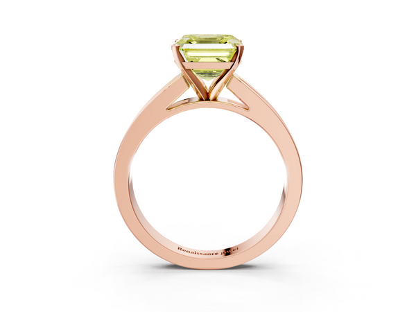 Rose Gold Asscher Cut Channel Set Solitaire Engagement Ring Setting for Fancy Yellow Center