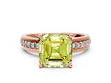 Rose gold Fancy Yellow Asscher  Solitaire Diamond Ring with Channel Set Band and Six-Prong Setting_46