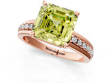 Rose gold Fancy Yellow Asscher  Solitaire Diamond Ring with Channel Set Band and Six-Prong Setting_47