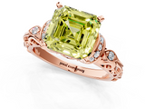 Rose gold Fancy Yellow Asscher  Solitaire Diamond Ring with Filigree Band and Four-Prong Setting_1