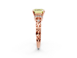 Rose gold Fancy Yellow Asscher  Solitaire Diamond Ring with Filigree Band and Four-Prong Setting_2