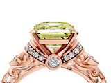 Rose gold Fancy Yellow Asscher  Solitaire Diamond Ring with Filigree Band and Four-Prong Setting_4