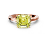 Rose gold Fancy Yellow Asscher  Solitaire Diamond Ring with Four-Prong Setting and Classic Band_20