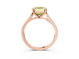 Rose gold Fancy Yellow Asscher  Solitaire Diamond Ring with Four-Prong Setting and Tapered Band 4