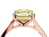 Rose gold Fancy Yellow Asscher  Solitaire Diamond Ring with Four-Prong Setting and Tapered Band 5