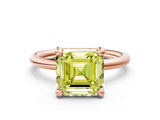 Rose gold Fancy Yellow Asscher  Solitaire Diamond Ring with Four-Prong Setting on a Plain Band_20