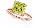 Rose gold Fancy Yellow Asscher  Solitaire Diamond Ring with Four-Prong Setting on a Plain Band_21