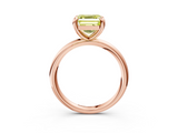 Rose gold Fancy Yellow Asscher  Solitaire Diamond Ring with Four-Prong Setting on a Plain Band_23