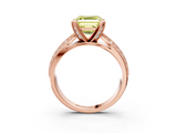 Rose gold Fancy Yellow Asscher  Solitaire Diamond Ring with Milgrain Pavé Band and Four-Prong Setting_57