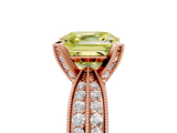 Rose gold Fancy Yellow Asscher  Solitaire Diamond Ring with Milgrain Pavé Band and Four-Prong Setting_59
