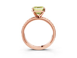 Rose gold Fancy Yellow Asscher  Solitaire Diamond Ring with Milgrain and Black Enamel X Pattern Band_48