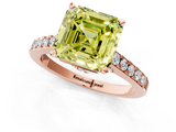Rose gold Fancy Yellow Asscher  Solitaire Diamond Ring with Pavé Band and Four-Prong Setting_1