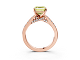 Rose gold Fancy Yellow Asscher  Solitaire Diamond Ring with Pavé Band and Four-Prong Setting_3