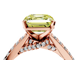 Rose gold Fancy Yellow Asscher  Solitaire Diamond Ring with Pavé Band and Four-Prong Setting_4