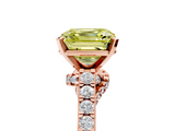 Rose gold Fancy Yellow Asscher  Solitaire Diamond Ring with Pavé Band and Four-Prong Setting_5