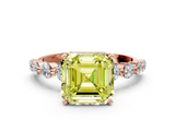 Rose gold Fancy Yellow Asscher  Solitaire Diamond Ring with Pave Band and Four-Prong Setting_17