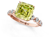 Rose gold Fancy Yellow Asscher  Solitaire Diamond Ring with Pave Band and Four-Prong Setting_18