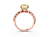 Rose gold Fancy Yellow Asscher  Solitaire Diamond Ring with Pave Band and Four-Prong Setting_20