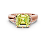 Rose gold Fancy Yellow Asscher  Solitaire Diamond Ring with Pave Band and Six-Prong Setting_29